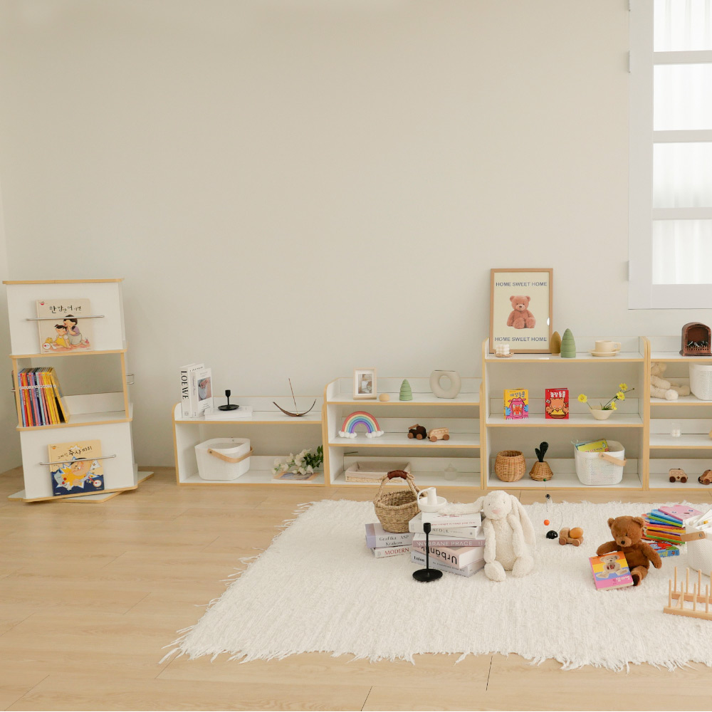 심플룸 회전 책장 아기 유아 전면 원형 2단