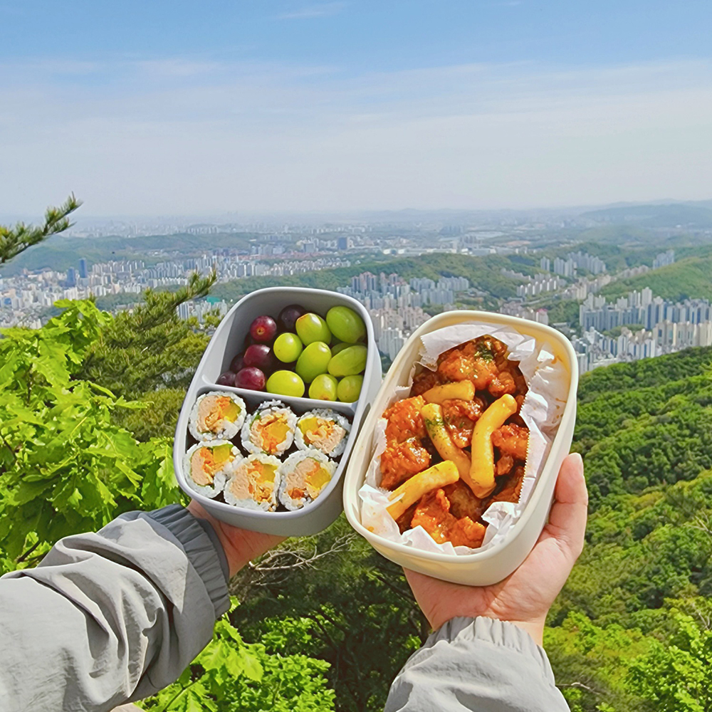 이디프 실리콘 도시락통 국산 피크닉 도시락 용기 3칸 - 상세 이미지 3