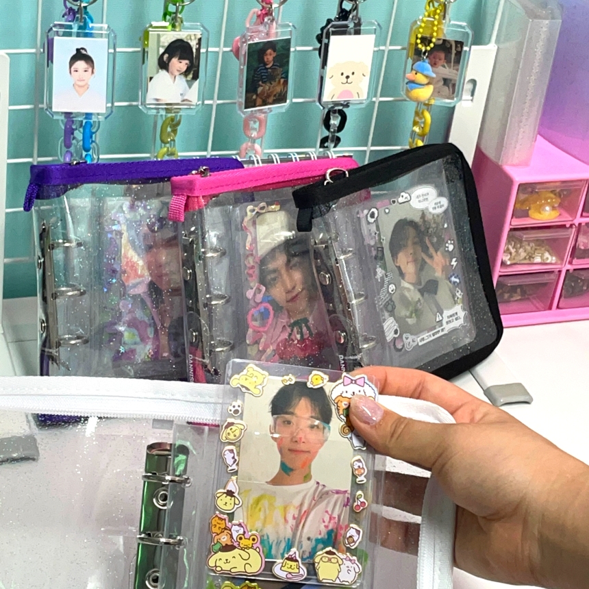 다니샵 3공 탑로더 포카바인더  글리터 똑딱이 PVC 포토카드 앨범 속지 포함 - 상세 이미지 3