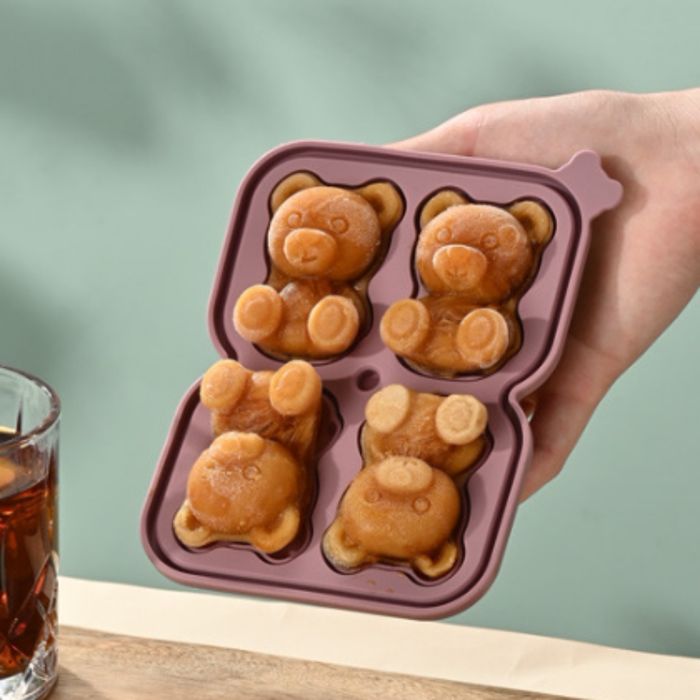 곰돌이 4구 얼음틀 캐릭터 얼음트레이 식약청통과 무독성 실리콘