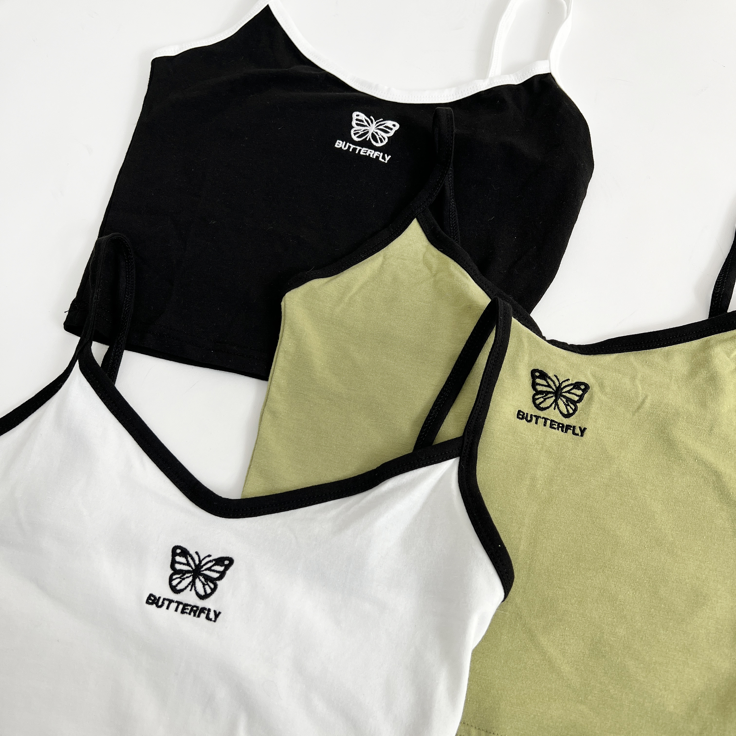 버터플라이 나비 자수 슬림핏 크롭 나시 티셔츠 3color 이미지 2