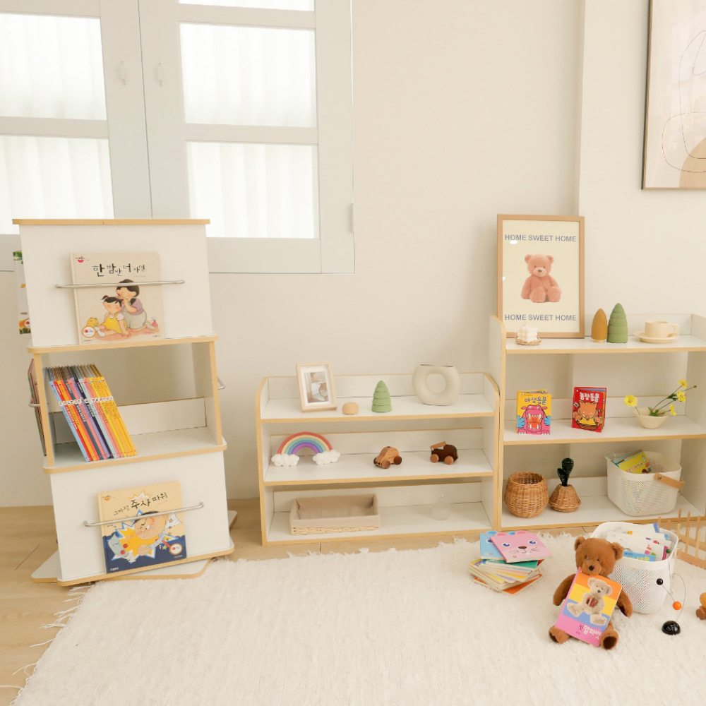 심플룸 회전 책장 아기 유아 전면 원형 2단