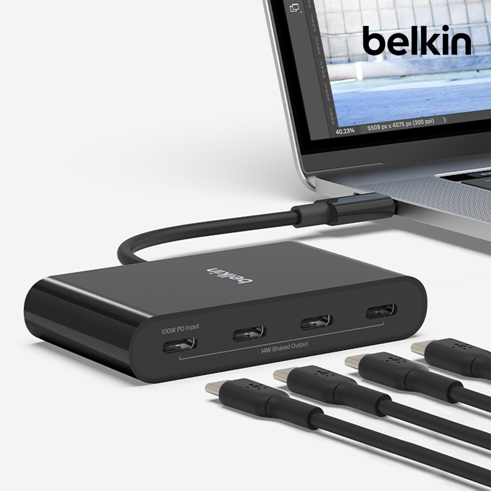 벨킨 4in1 USB-C타입 멀티 허브 AVC018bt 아이폰 아이패드 맥북 에어 M4 노트북 호환 USB확장 이미지 6