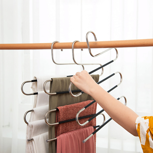 크린리빙 5단 논슬립 옷장 정리 스텐 바지걸이 3개+3개