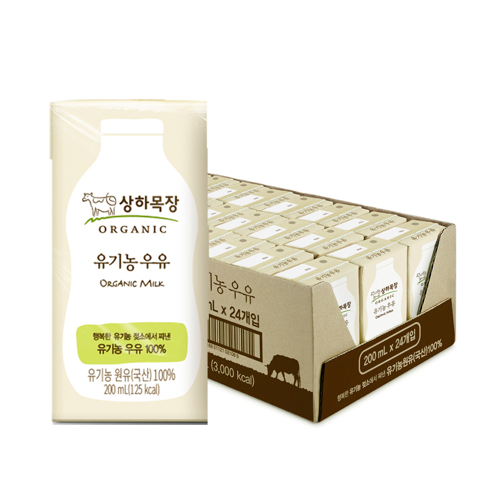 상하목장 유기농 멸균 우유 200ml 24팩 [+상하목장 유기농 멸균 딸기우유 125ml 4팩 증정] 대표 이미지