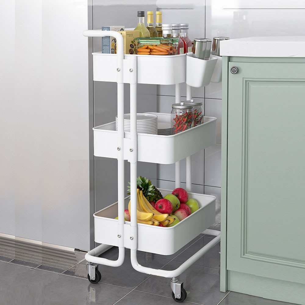 철제 3단 이동식트롤리 바퀴달린 트롤리 틈새선반 제품 이미지