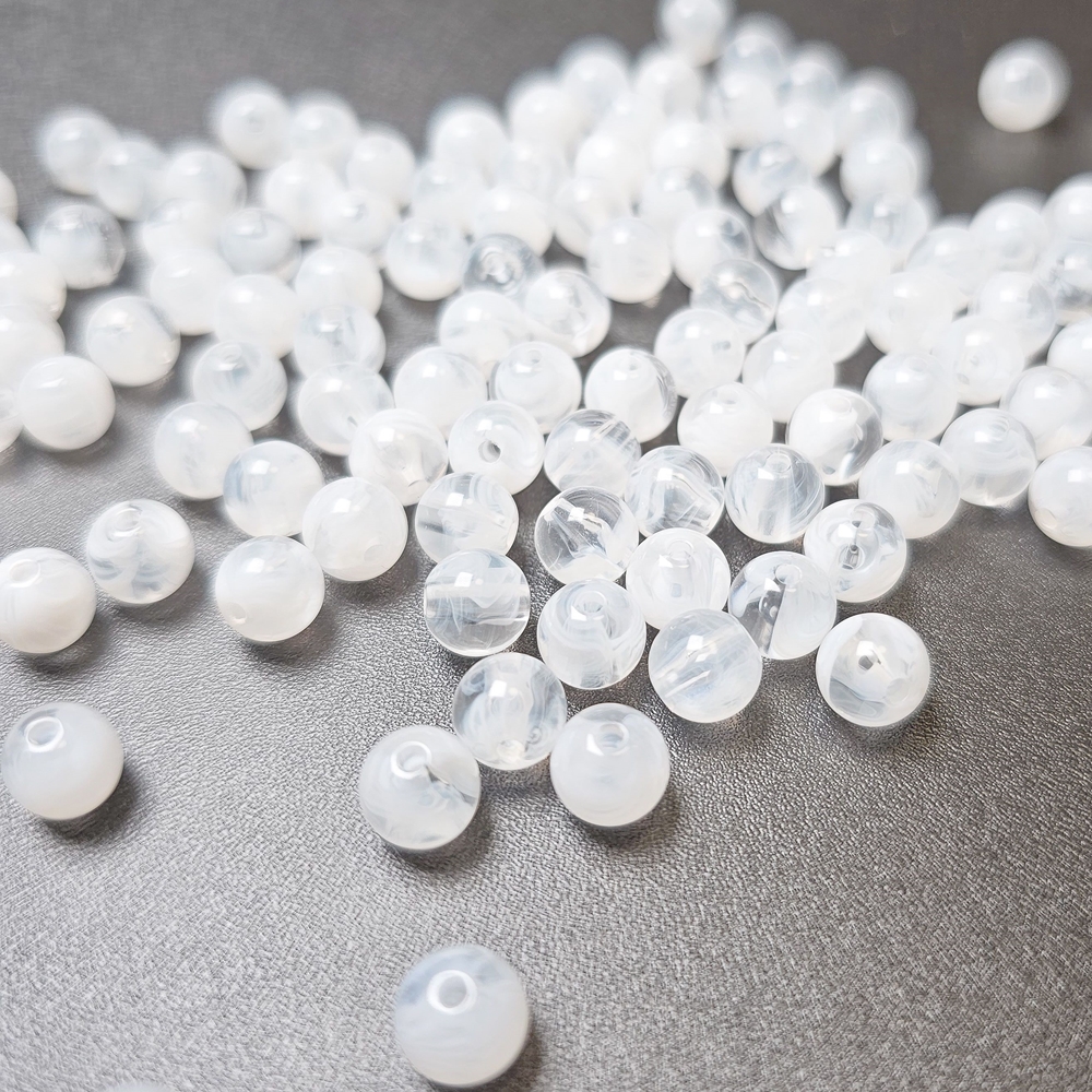 투명 화이트 마블 구슬 8mm 비즈공예 키링 열쇠고리 팔찌 슬라임 만들기