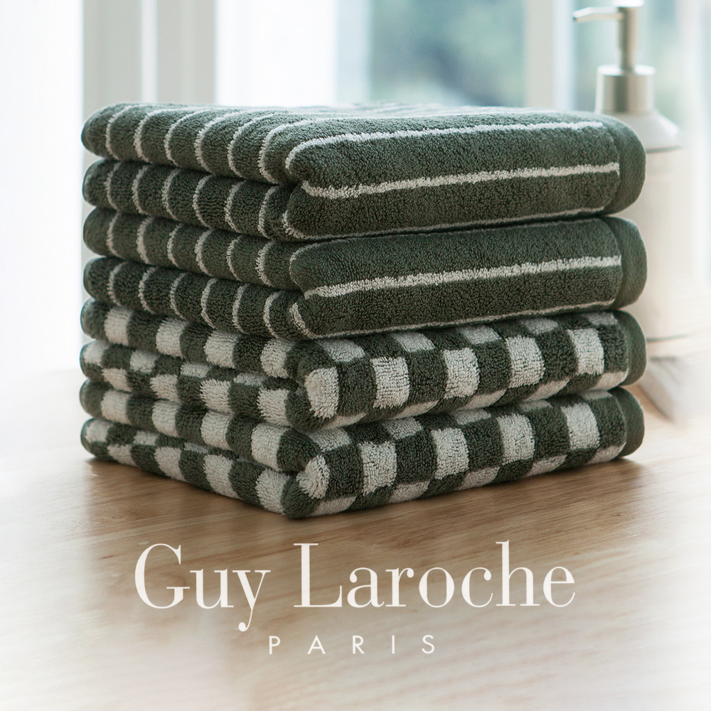 [4매세트] 기라로쉬 호텔수건 먼지없는 그린 뱀부 고급수건 체크 스트라이프 180g 타올