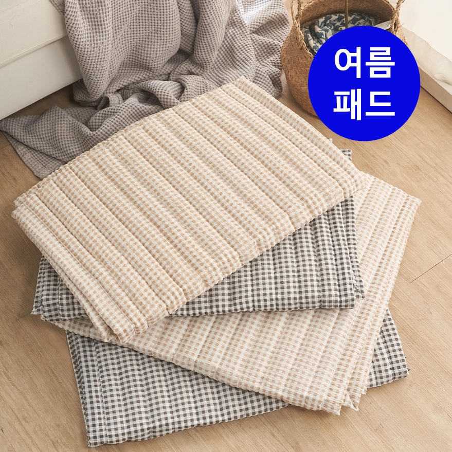 시어서커 여름 쇼파패드 3인용 체크 소파매트 3단 차콜