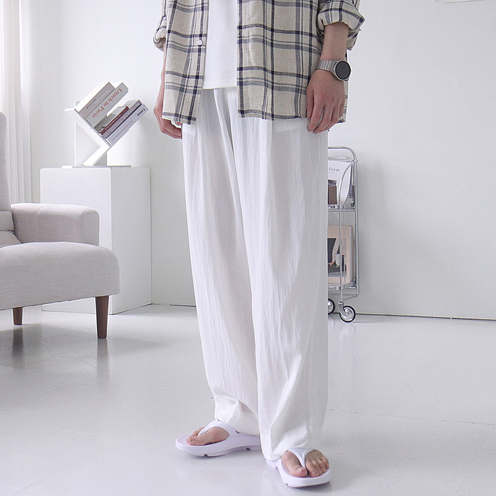 남자냉장고바지 린넨바지 밴딩 쿨링 남자와이드팬츠