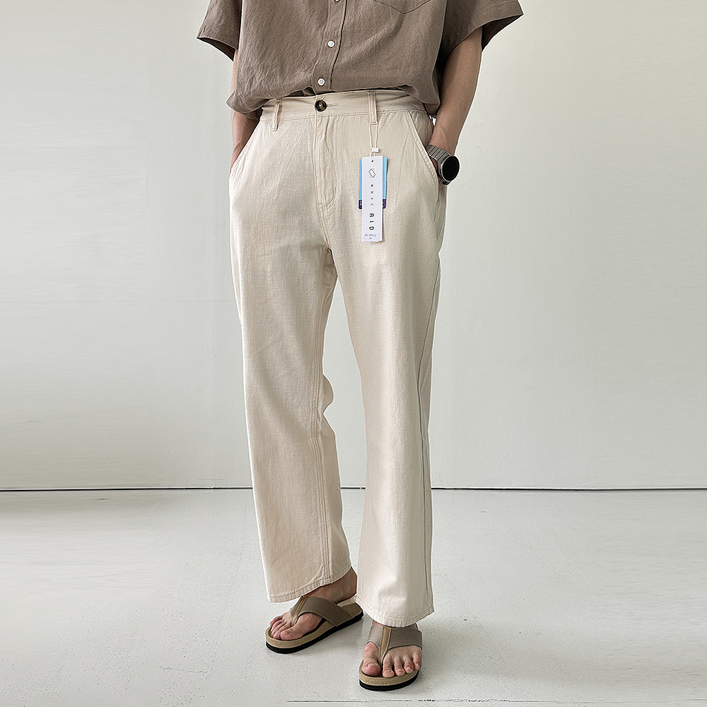 남자와이드팬츠 밴딩 린넨 아이스 팬츠 남성여름바지 남자냉장고바지