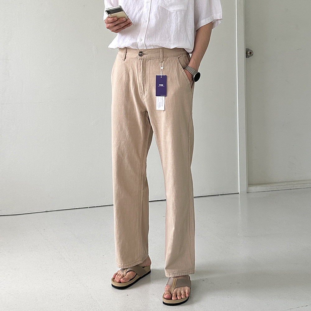 남자와이드팬츠 린넨 아이스 팬츠 밴딩 남성냉장고바지 - 상세 이미지 3