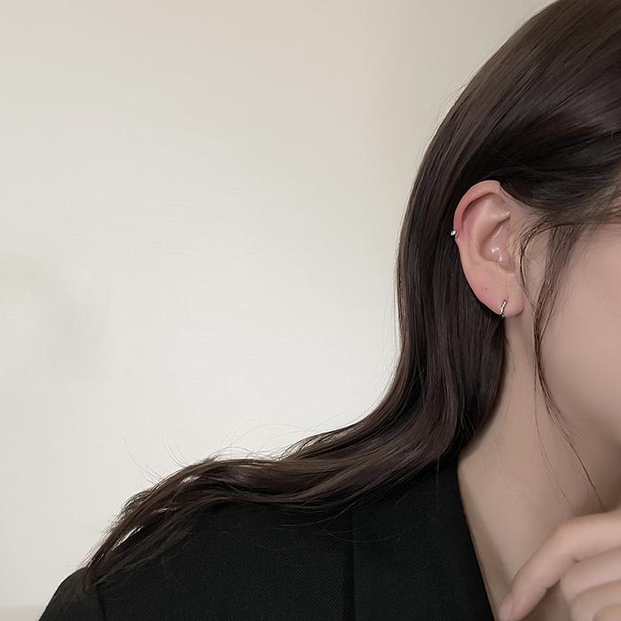 미니 볼 딱붙는 꼬임 링 귀걸이 2종 세트 2컬러 티타늄 이미지 6