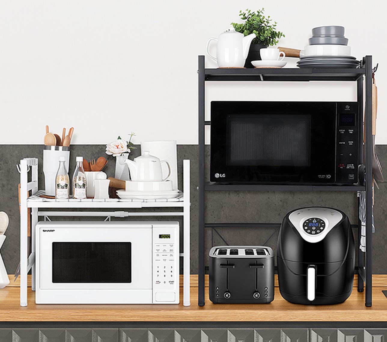 전자레인지 선반 밥솥장 lg광파오븐장 다기능 콤보 렌지대 밥통장 2단