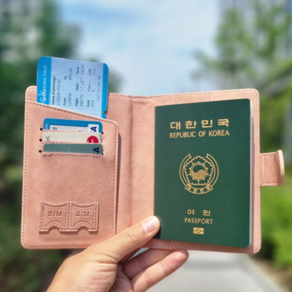 여권케이스 지갑 RFID 해킹방지 안티스키밍 해외여행 필수품 파우치 가방 각인 이미지 4