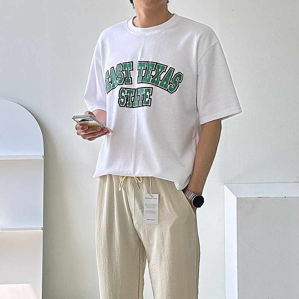 남자반팔티 텍사스 레터링 7부 남자오버핏반팔 이미지 2