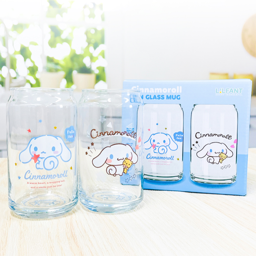 레토 산리오 시나모롤 캔글라스 유리컵 2P 세트 집들이선물 맥주잔 하이볼잔 위스키잔