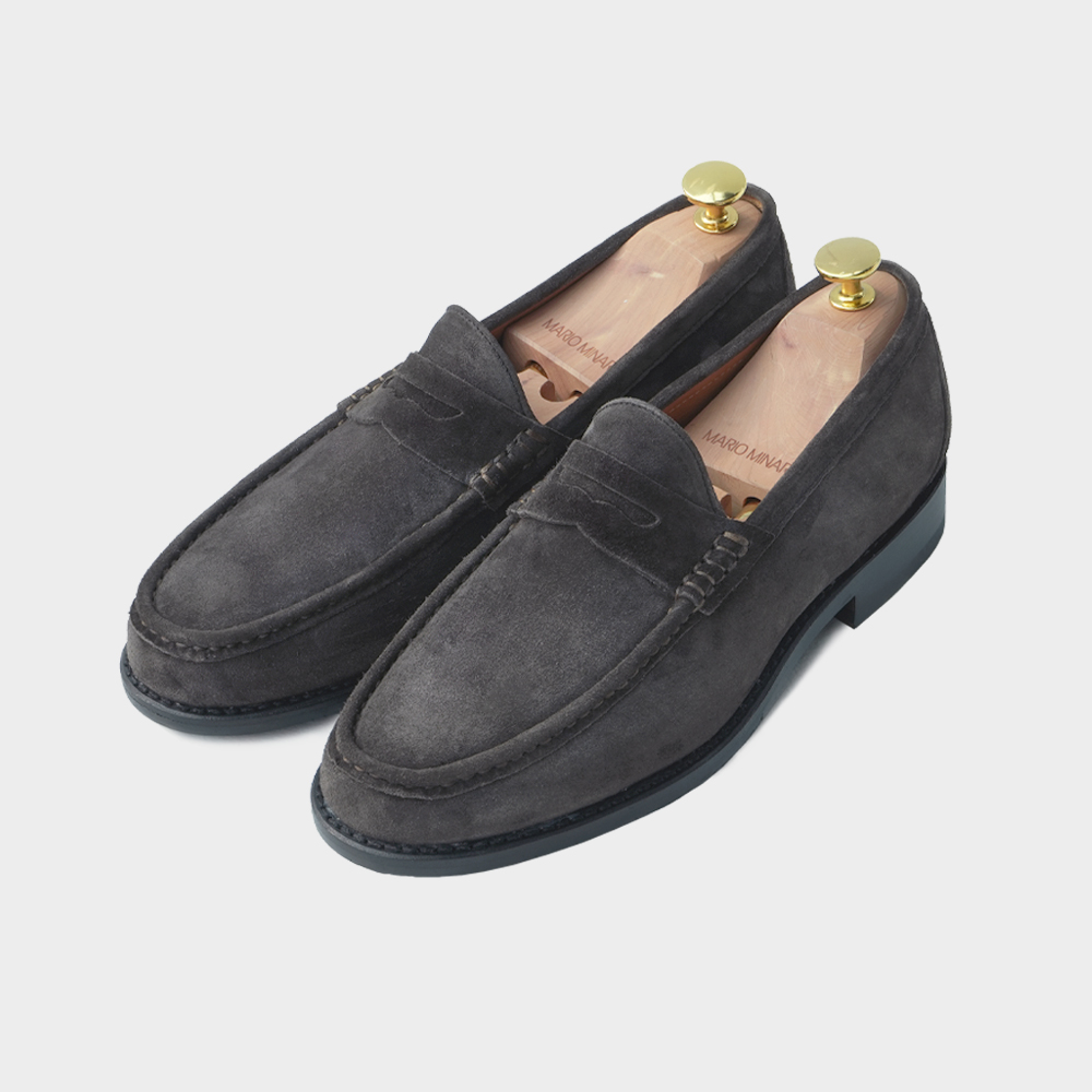 로퍼 엘모 스웨이드 다크브라운 이태리산 송아지가죽 남자 수제화 발편한 굿이어웰트 구두