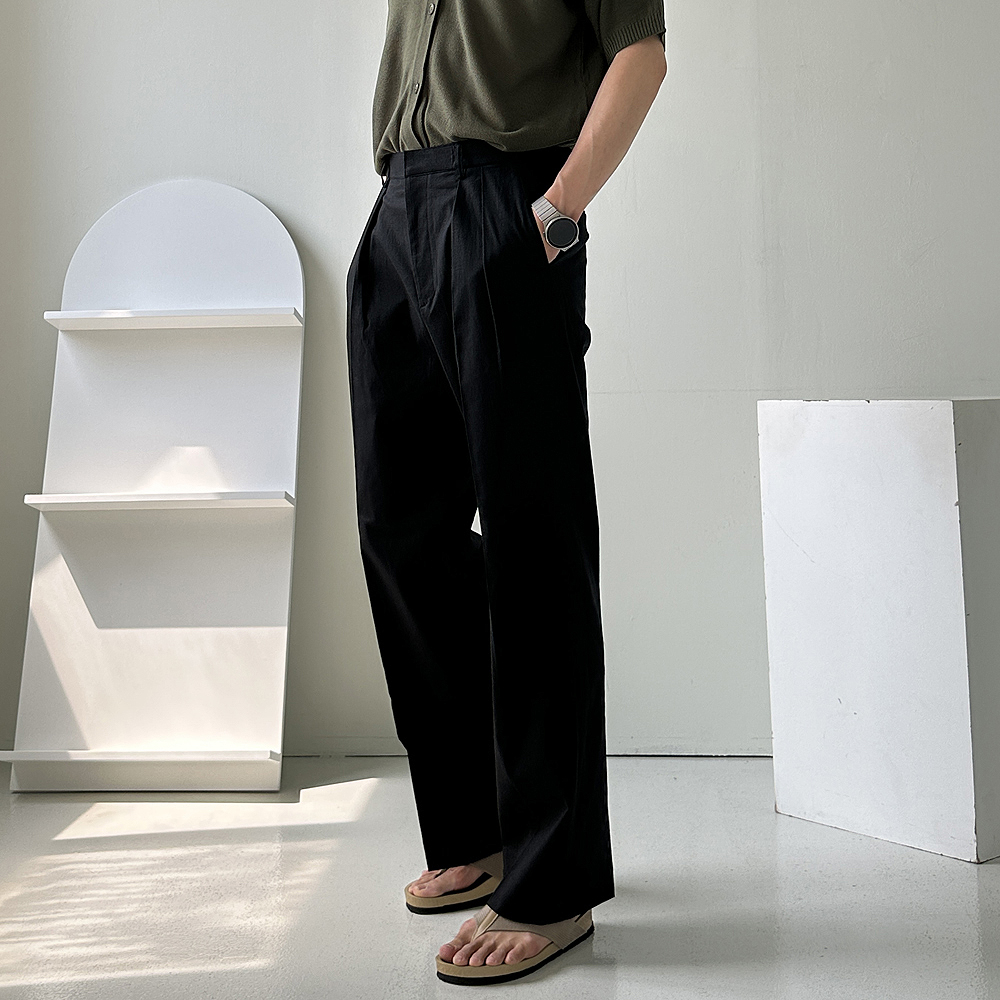 남자와이드슬랙스 투턱팬츠 부츠컷 여름바지 남자린넨슬랙스 - 상세 이미지 2