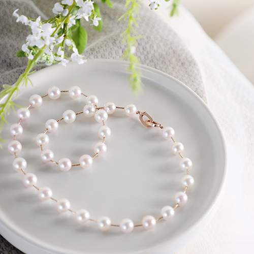 14k 진주목걸이 8~8.5mm 아코야 해수 진주 비드 목걸이 - 상세 이미지 4