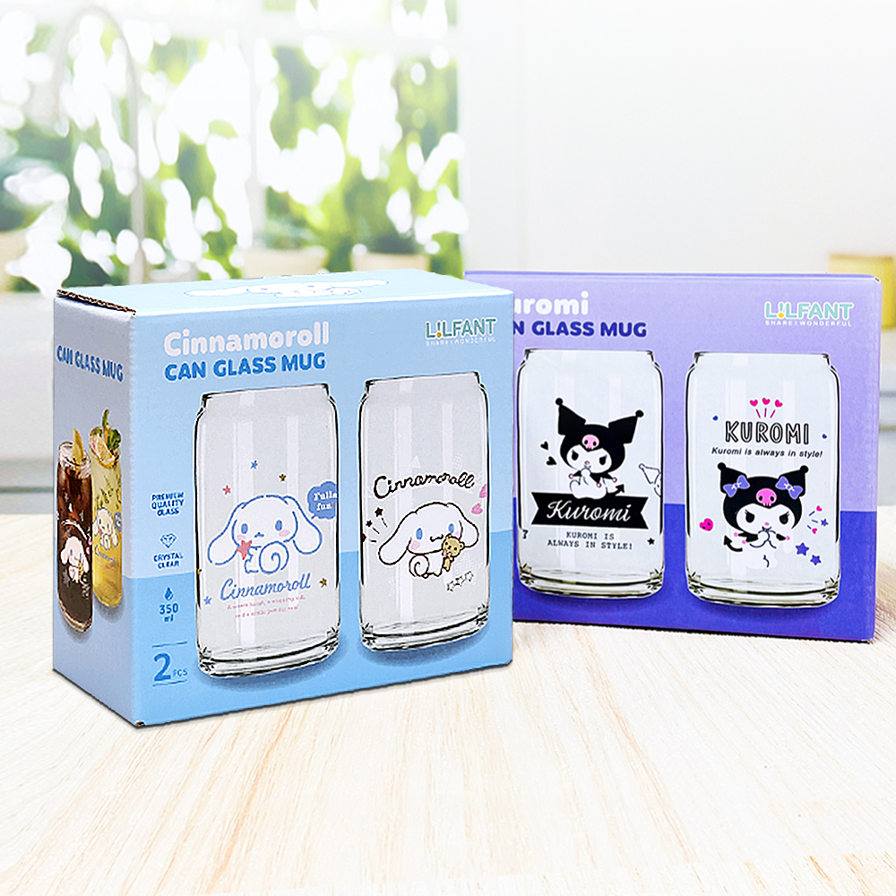 레토 산리오 시나모롤 캔글라스 유리컵 2P 세트 집들이선물 맥주잔 하이볼잔 위스키잔