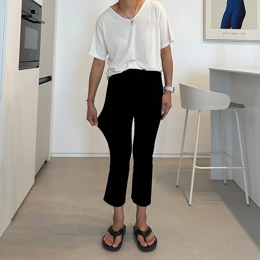 155CM 일자핏 키작녀바지 블랙 스판 8부 9부 키작녀슬랙스 - 상세 이미지 3