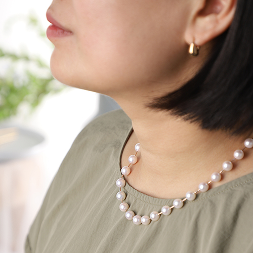 14k 진주목걸이 8~8.5mm 아코야 해수 진주 비드 목걸이 - 상세 이미지 5