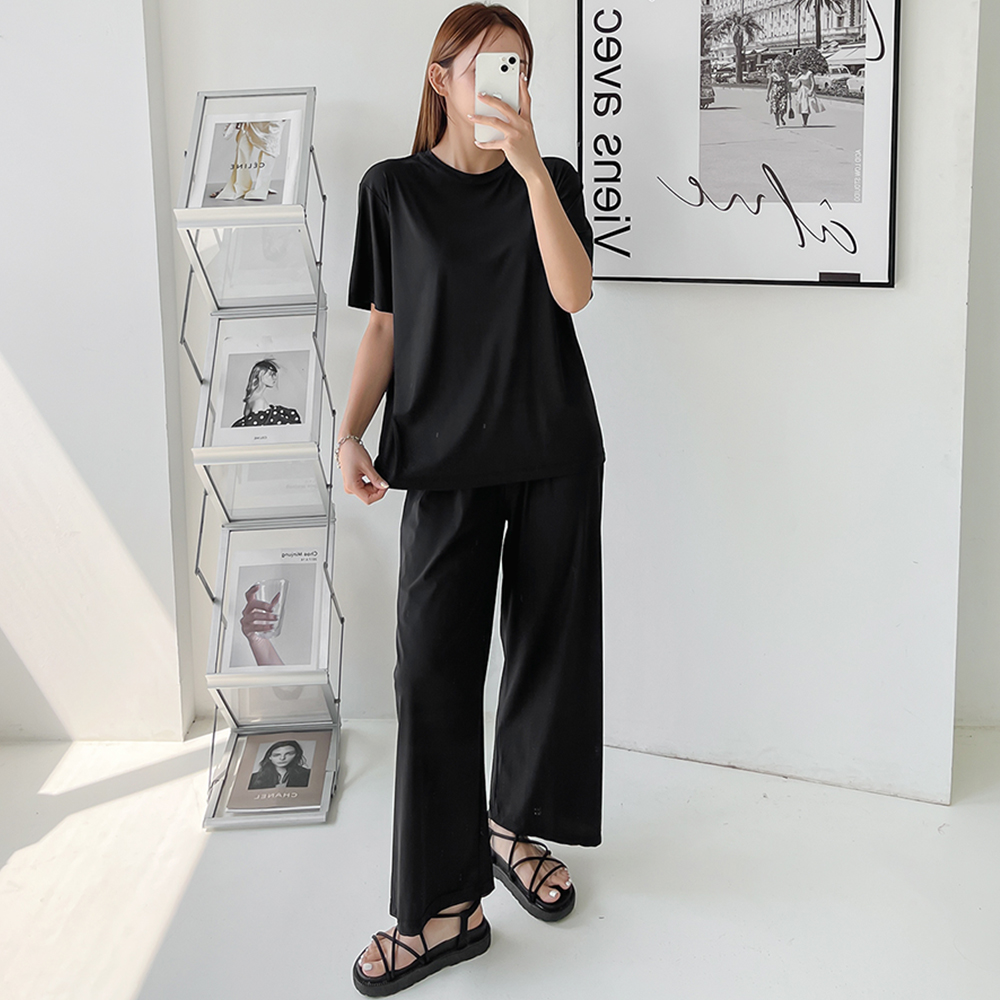 여성 트레이닝 세트 츄리닝 여름 냉장고 쿨링 냉감 아이스 반팔 티 운동복 와이드