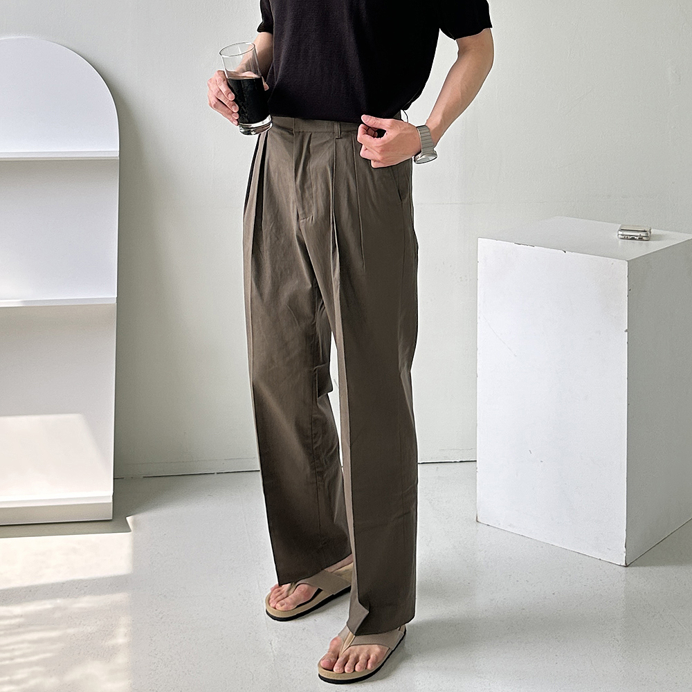 남자와이드슬랙스 투턱팬츠 부츠컷 여름바지 남자린넨슬랙스 - 상세 이미지 3
