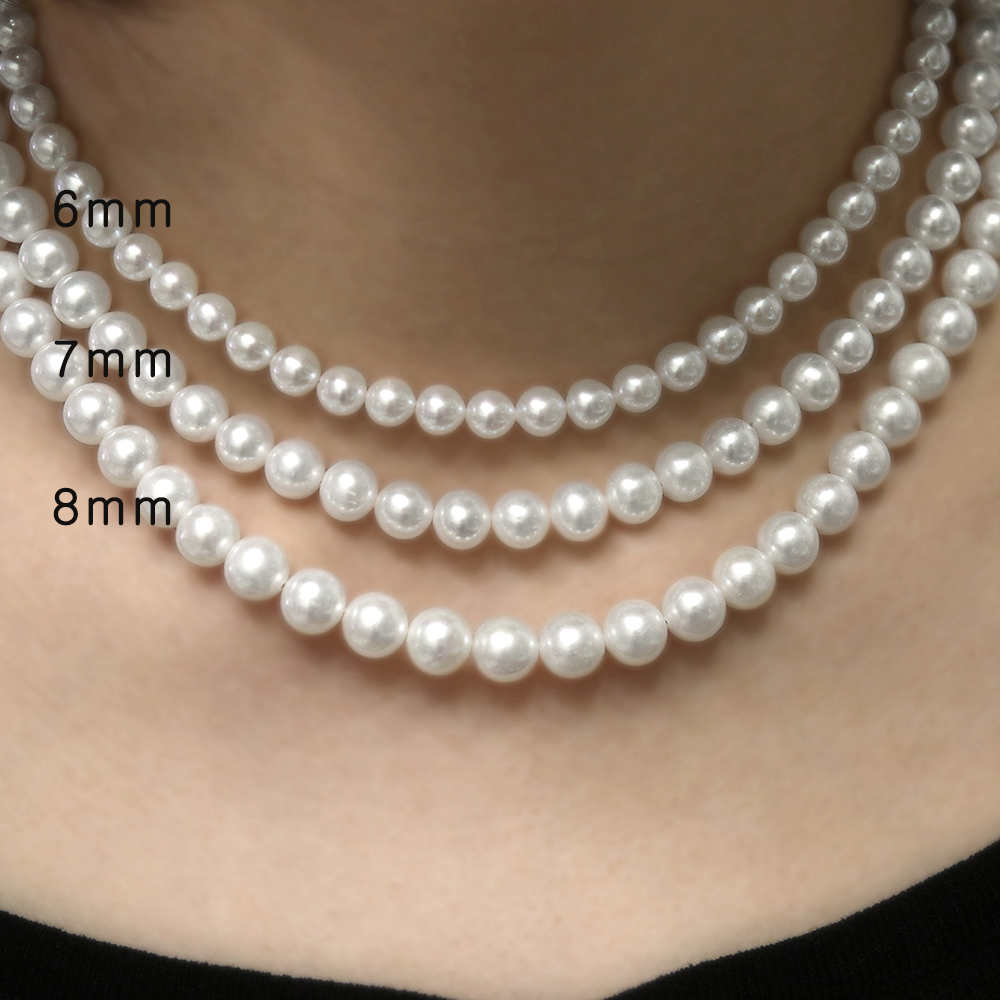 14K 18K 여자 명품 천연 담수 진주 롱 초커 비드 레이어드 금 목걸이 - 상품 이미지