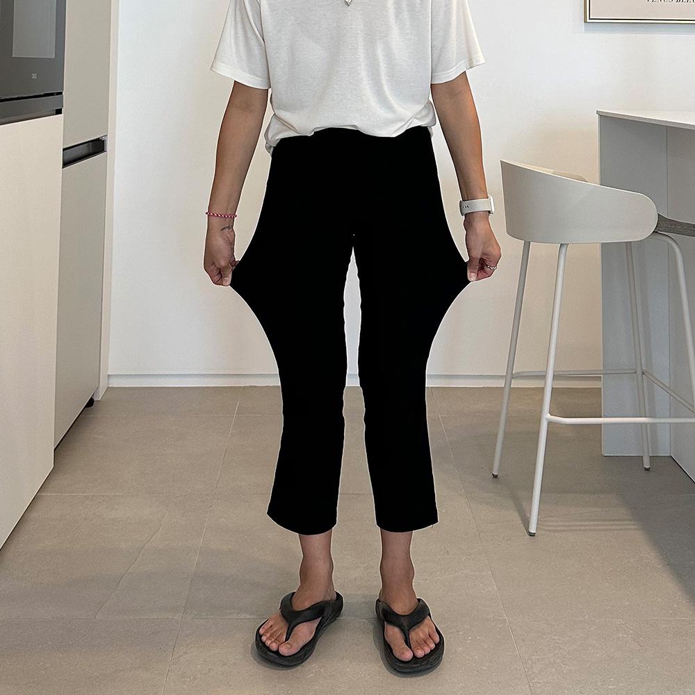 155CM 일자핏 키작녀바지 블랙 스판 8부 9부 키작녀슬랙스 - 상세 이미지 2
