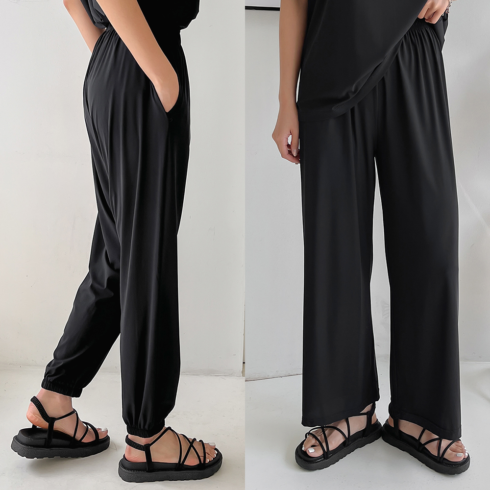 여성 냉장고바지 냉감 쿨링 아이스 쿨 와이드 팬츠 조거 통 롱 밴딩 여름