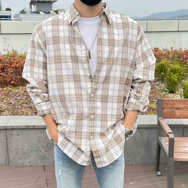 남자 로치 프리미엄 여름 오버핏 린넨 체크 셔츠 90-105 - 상세 이미지 4