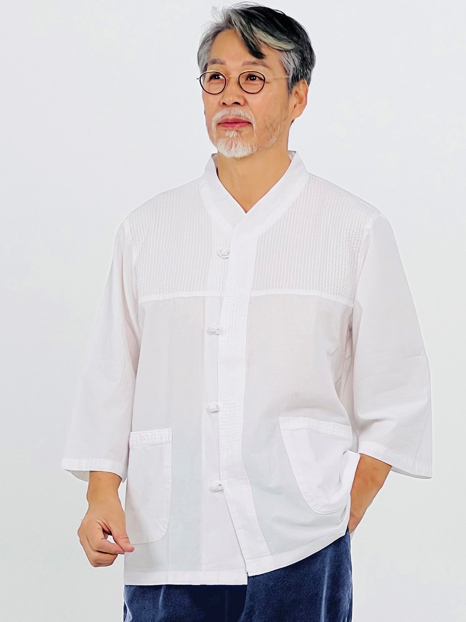 여름용 7부 줄무늬 저고리 단품 남성 생활한복 남자 개량 한복 - 상세 이미지 2