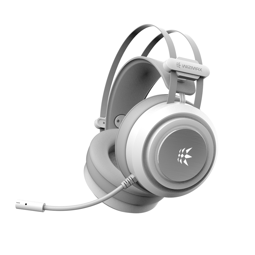 마이크로닉스 마닉 WIZMAX W301 노이즈 캔슬링 7.1 USB 게이밍 헤드셋 화이트