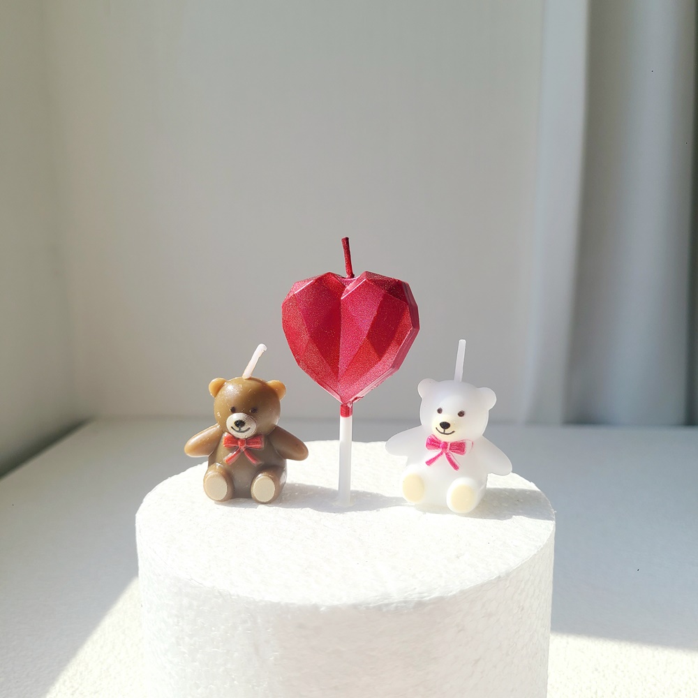곰돌이초 귀여운 파티 케이크 생일초 - 상세 이미지 4