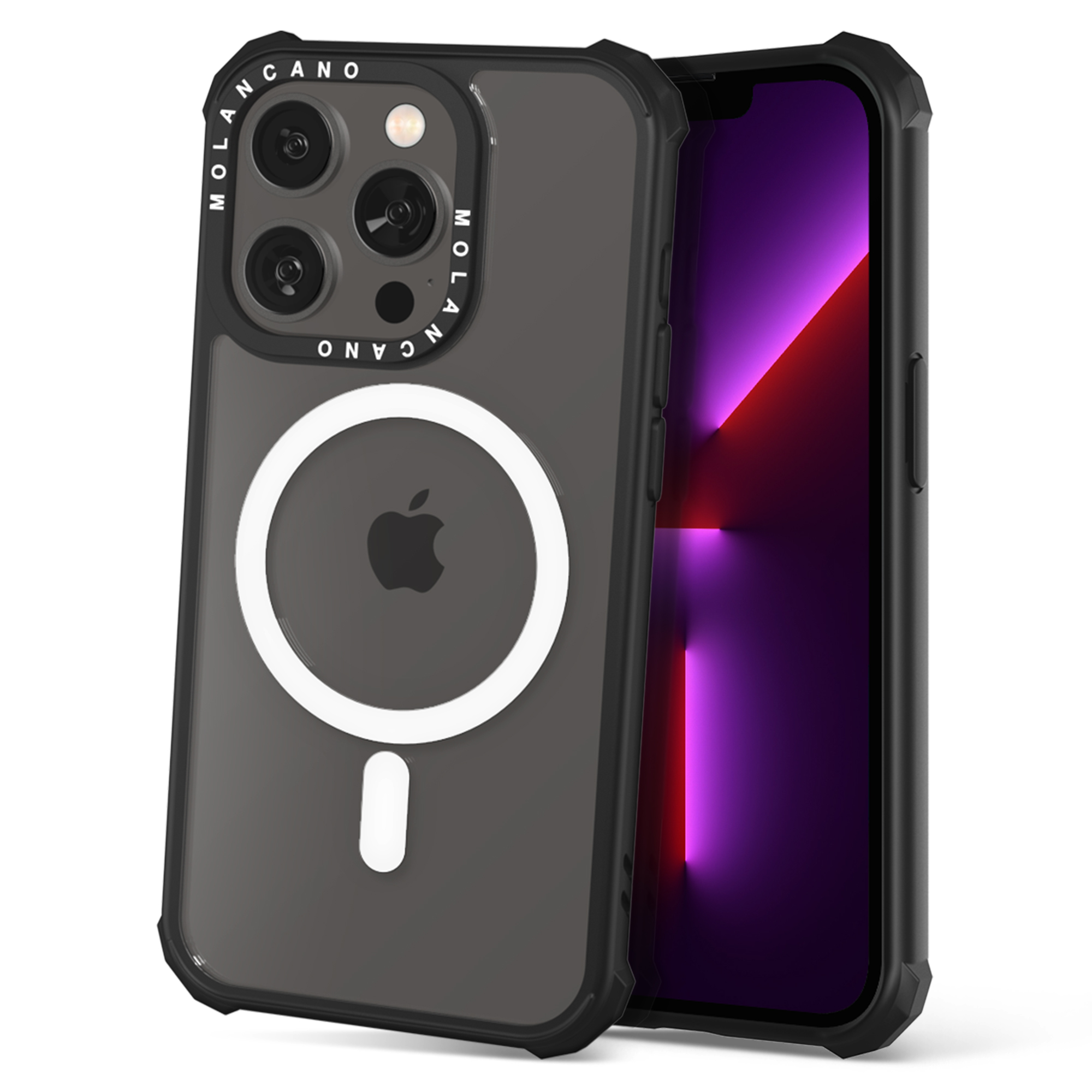 모란카노 임팩트 시그니처 맥세이프 에어쿠션 범퍼 케이스 투명, 아이폰13미니