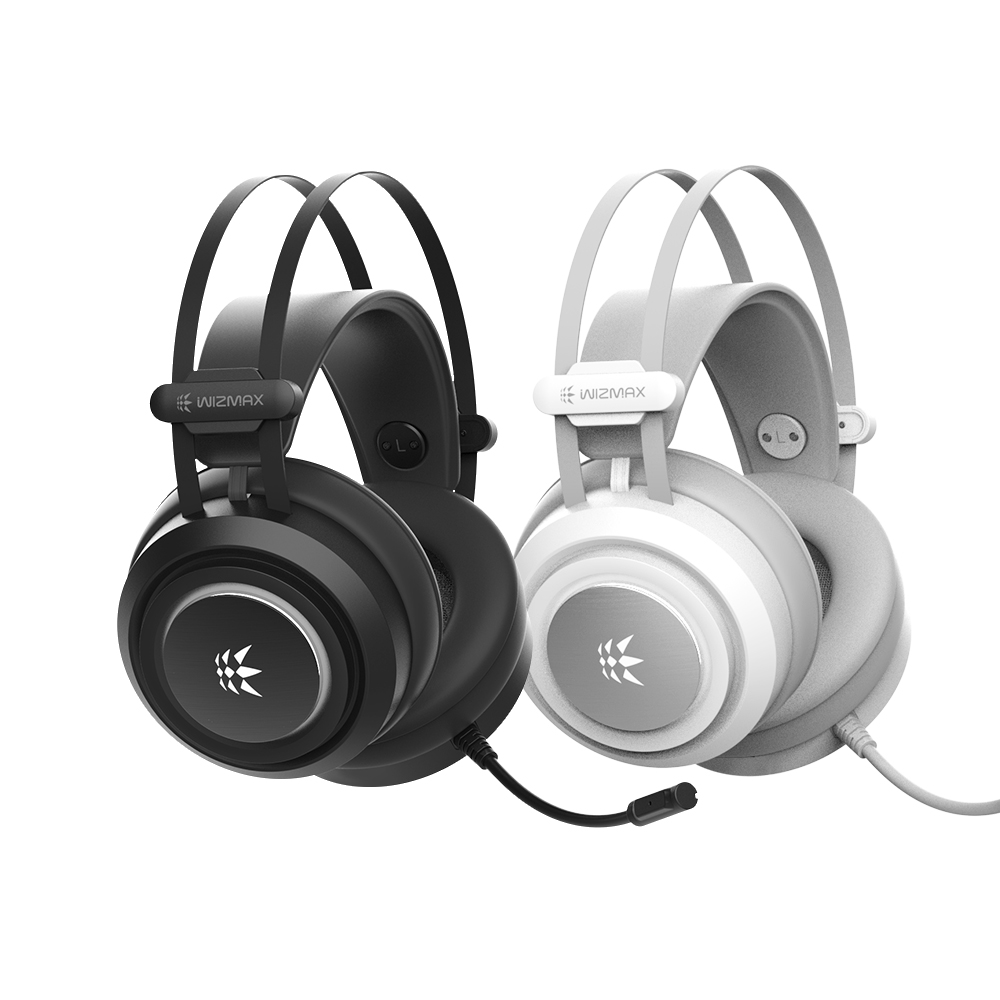 마이크로닉스 마닉 WIZMAX W301 노이즈 캔슬링 7.1 USB 게이밍 헤드셋 화이트 - 상세 이미지 4