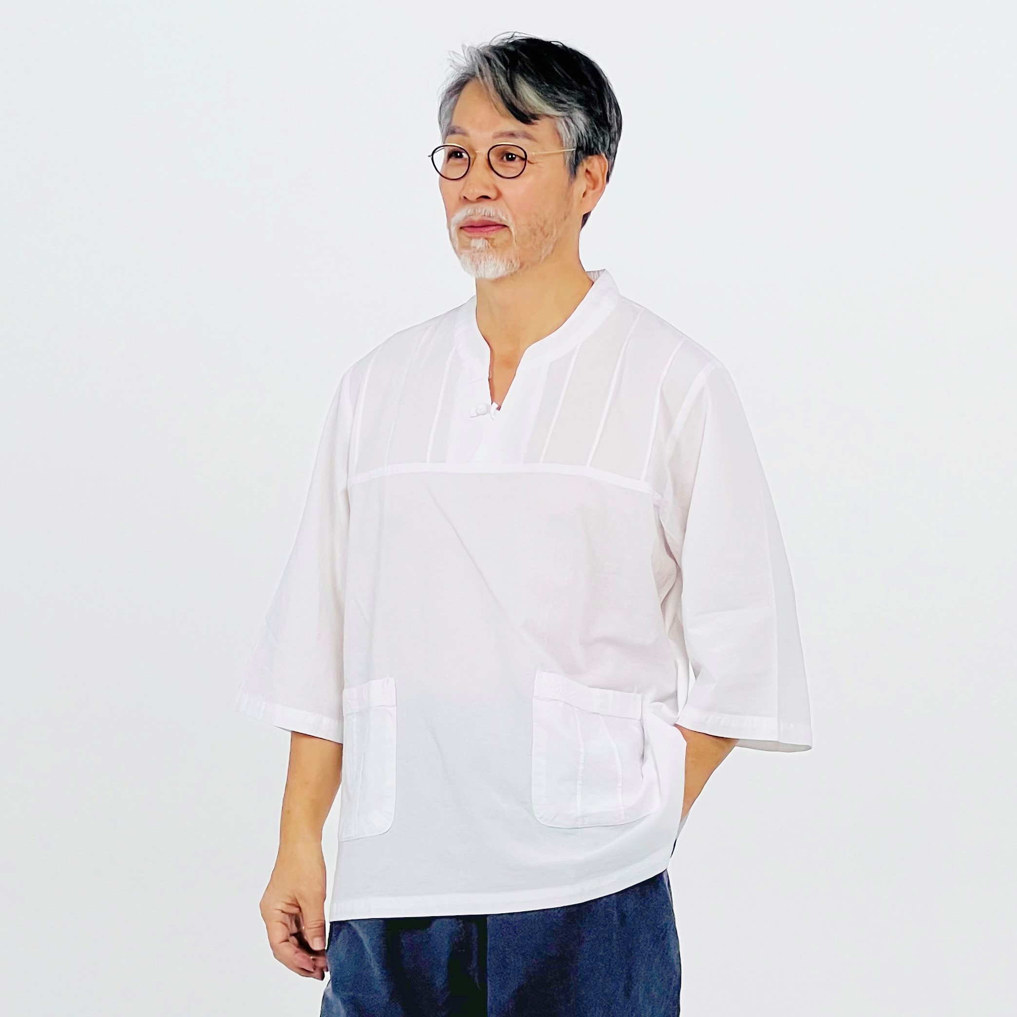 7부 살창 목단추 여름 남자 생활한복 남성 개량 한복 저고리 바지 단품 - 상품 이미지