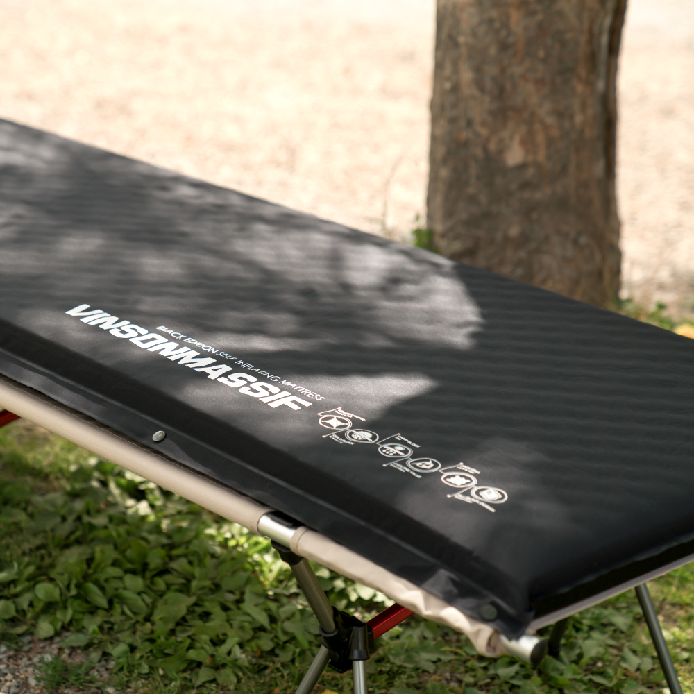 빈슨메시프 시그니처 엠보싱 자충매트 휴대용 차박 캠핑매트 자충 에어매트 싱글, 5cm, 블랙
