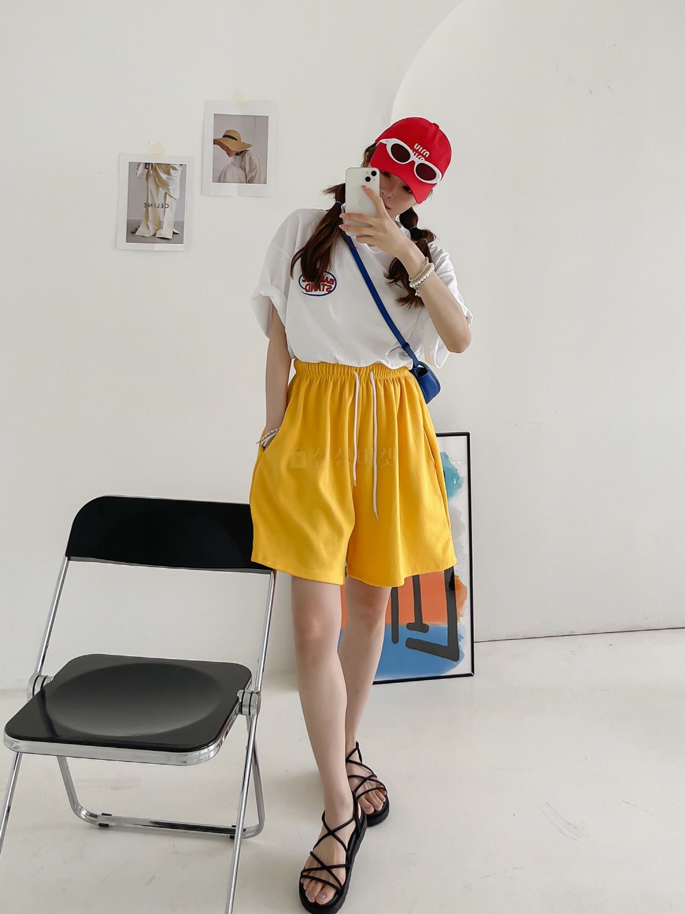 버뮤다팬츠 5부반바지 와이드 A라인 빅사이즈 반바지 팬츠 이미지 3