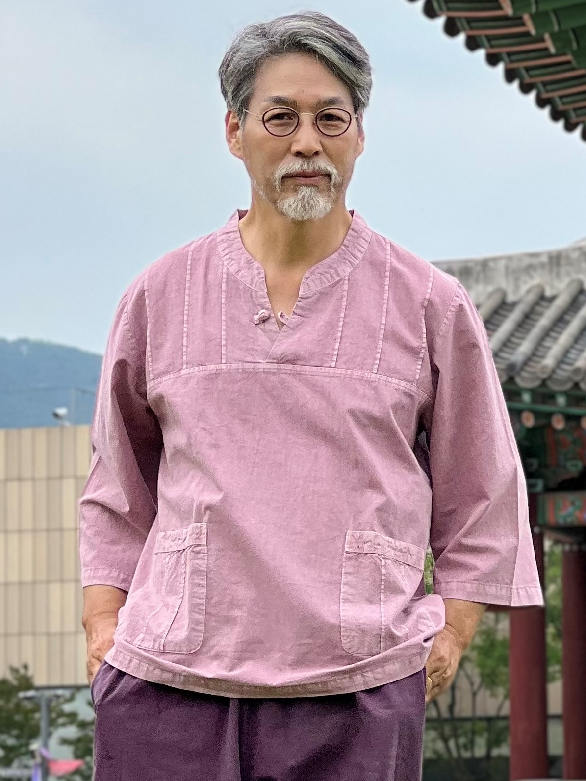 7부 살창 목단추 여름 남자 생활한복 남성 개량 한복 저고리 바지 단품 - 상세 이미지 2