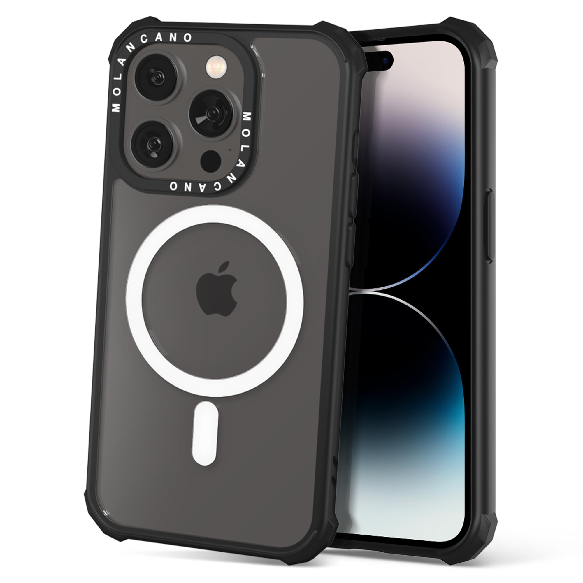 모란카노 임팩트 시그니처 맥세이프 에어쿠션 범퍼 케이스 투명, 아이폰14프로