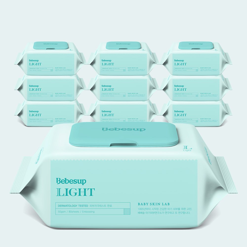 베베숲 아기물티슈 라이트 캡형 80매, 10개