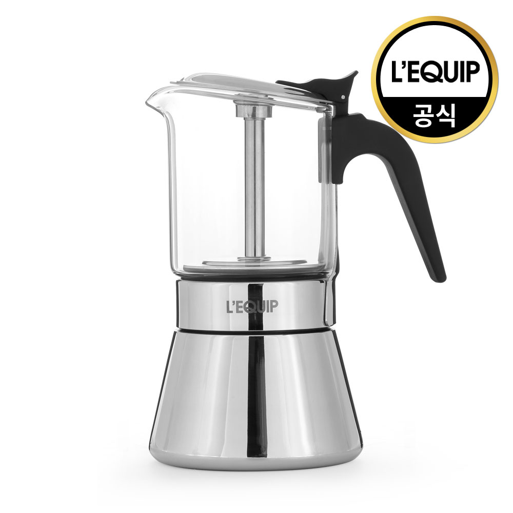 리큅 스테인리스 모카포트 강화유리 6컵 240ml LMP-GS240 미니 인덕션 캠핑용 휴대용