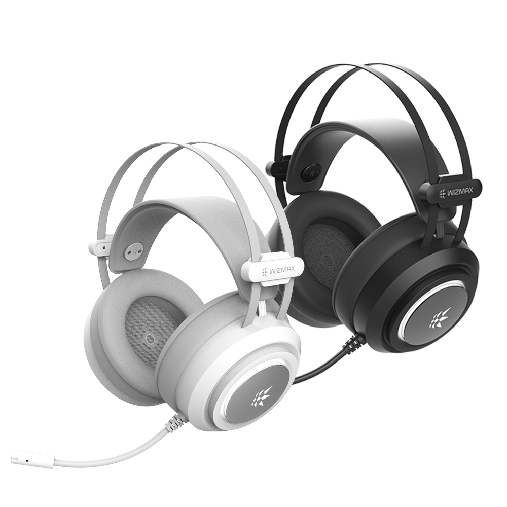 마이크로닉스 마닉 WIZMAX W301 노이즈 캔슬링 7.1 USB 게이밍 헤드셋 화이트 - 상세 이미지 3