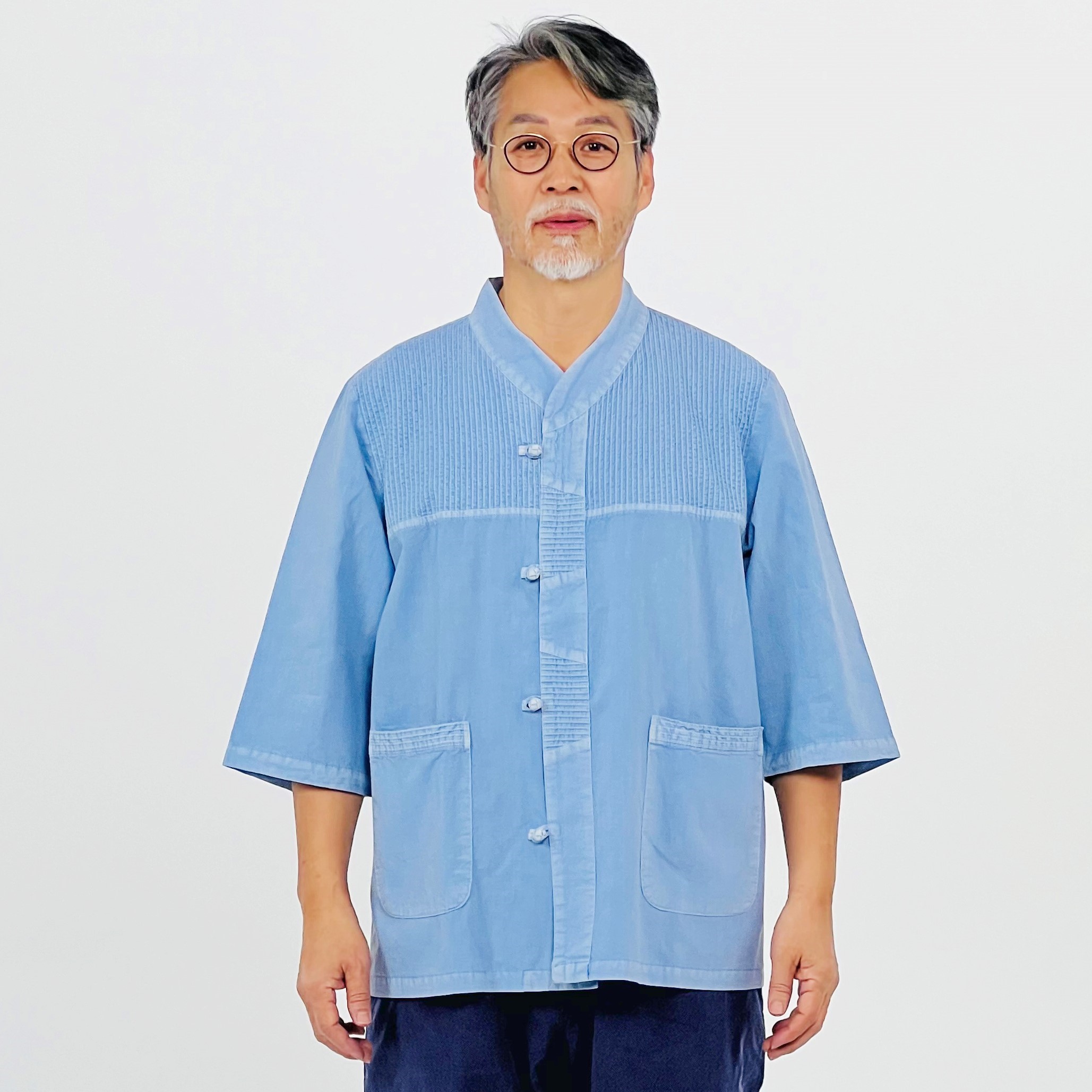 여름용 7부 줄무늬 저고리 단품 남성 생활한복 남자 개량 한복 - 상품 이미지