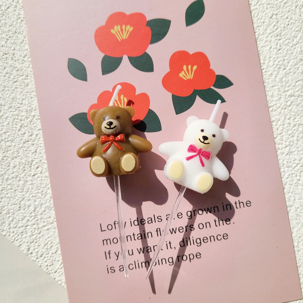 곰돌이초 귀여운 파티 케이크 생일초 이미지 3