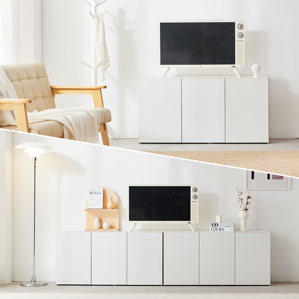 높은 거실장 티비다이 낮은 티비장 tv 장식장 선반 슬림 1단 1200 H400, 화이트