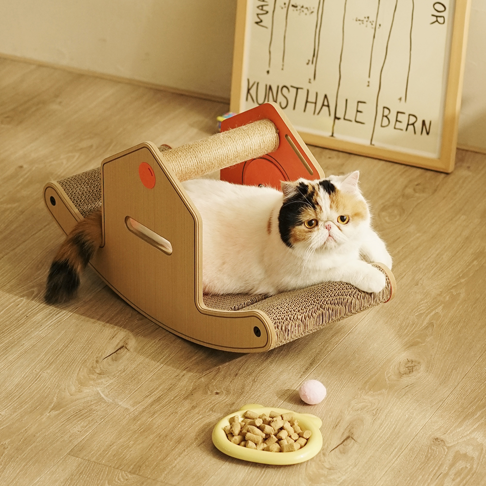 [디클펫] 고양이 스크래쳐 흔들하우스 원목 공 장난감 포함 숨숨집 침대 쇼파 가구 용품